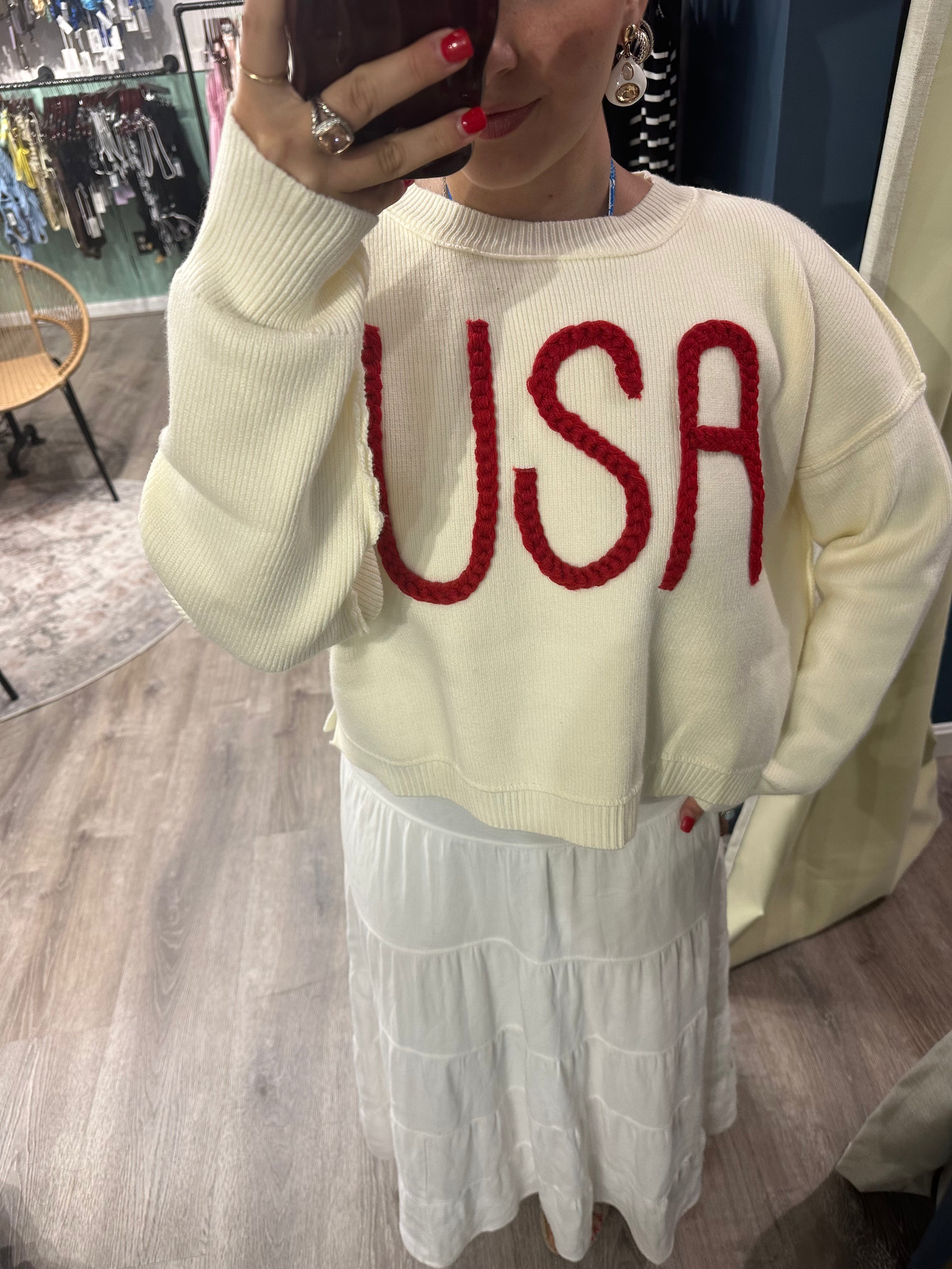 USA Braided Sweater