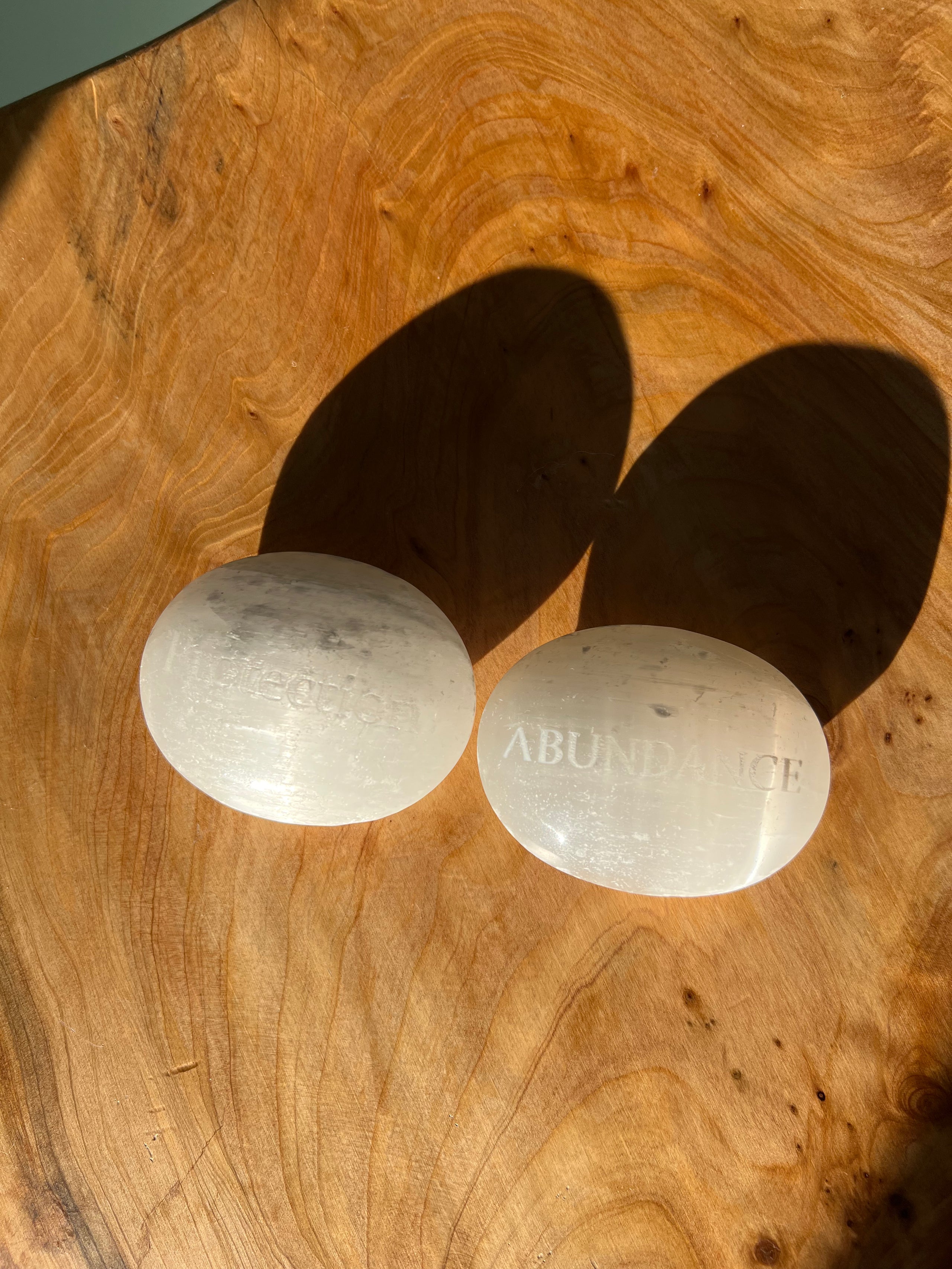 Empowering Selenite Palm Stones