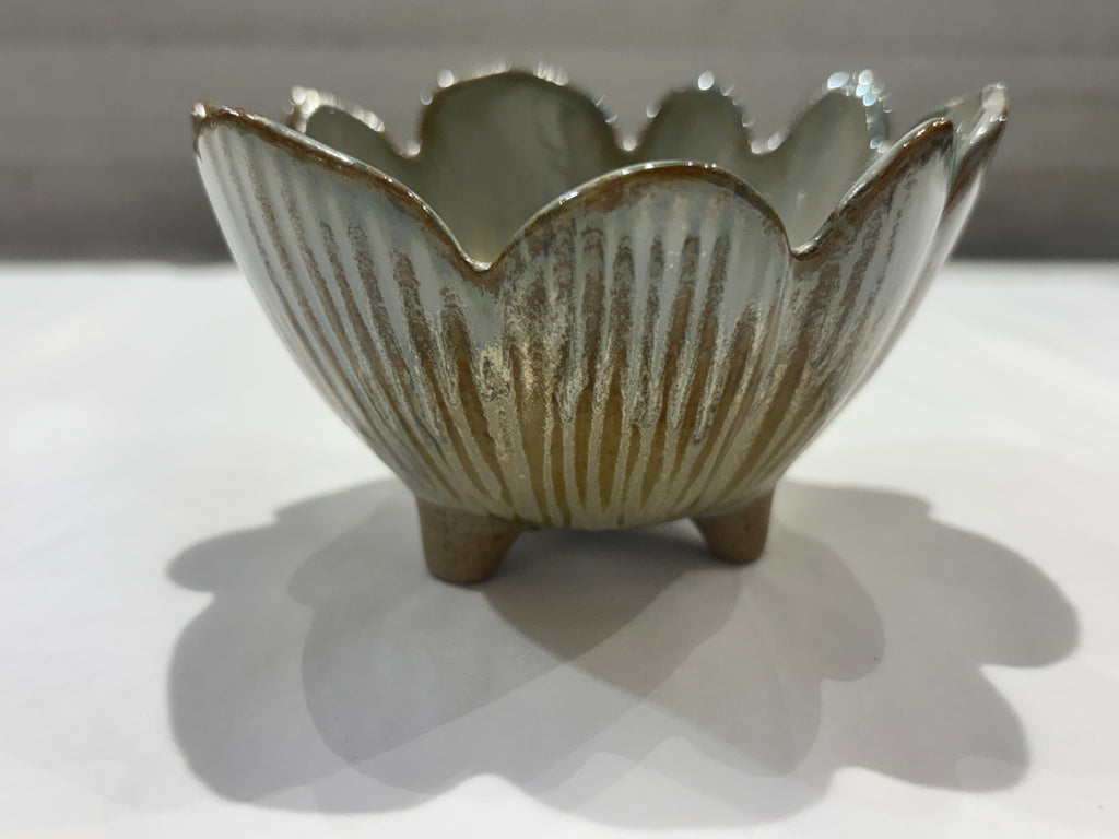 Porcelain Flower Bowl W/ Glaze