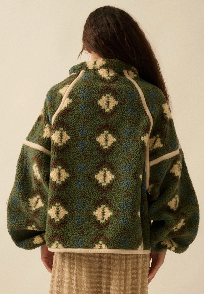 Geo Print Sherpa Jacket